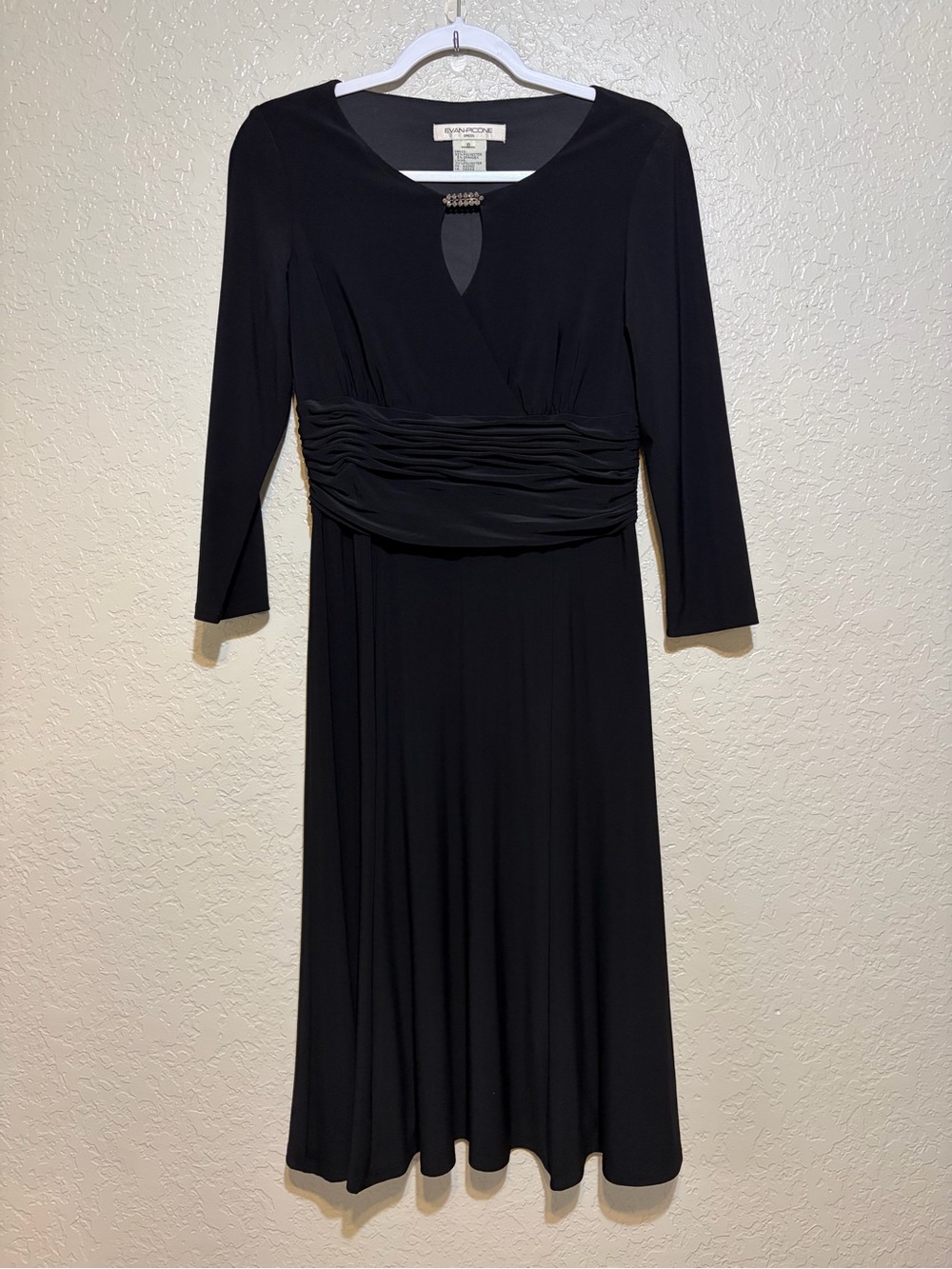 Vintage Evan-Picone Black Midi Dress Size 8